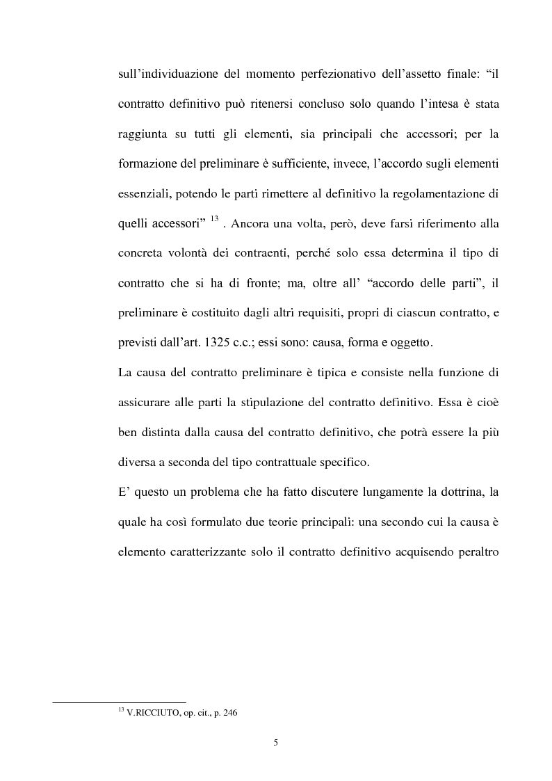 Anteprima della tesi: Promessa di vendita per persona da nominare e clausola di cessione del contratto e/o a favore del terzo, Pagina 6