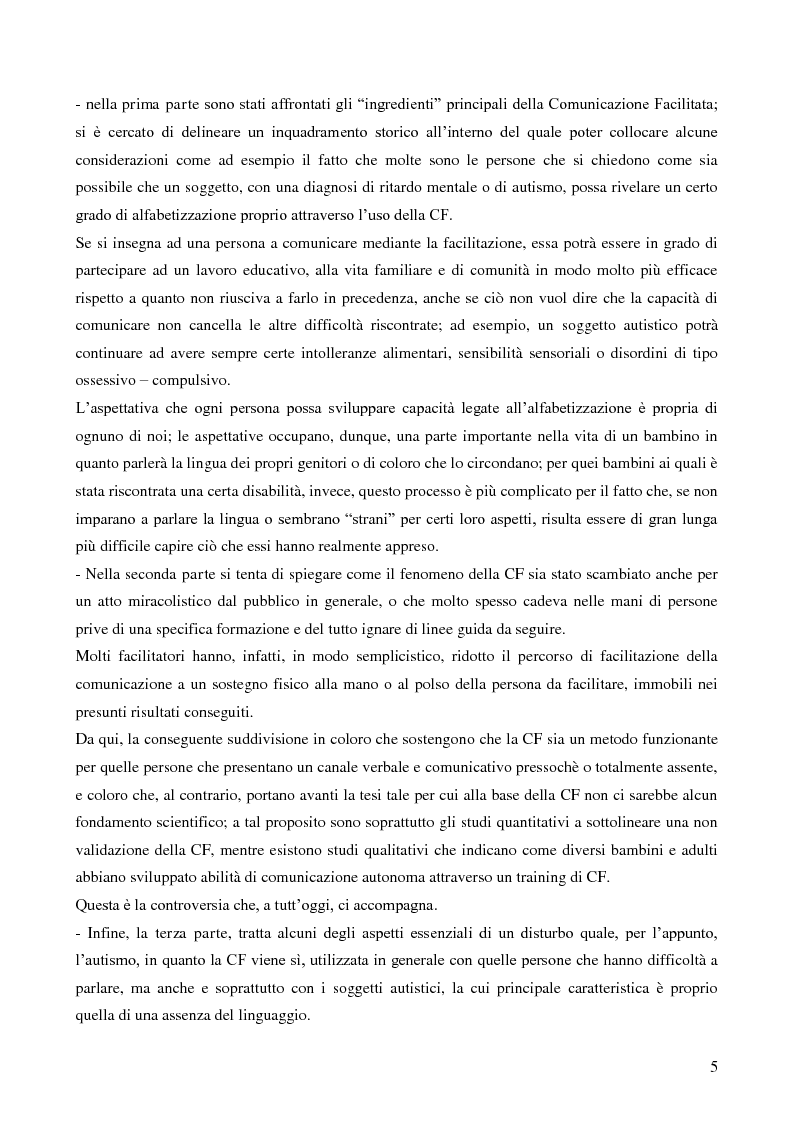 Anteprima della tesi: La Comunicazione Facilitata come modalità di intervento per dare voce ai pensieri di chi non parla., Pagina 3