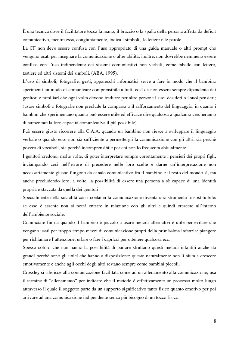 Anteprima della tesi: La Comunicazione Facilitata come modalità di intervento per dare voce ai pensieri di chi non parla., Pagina 6