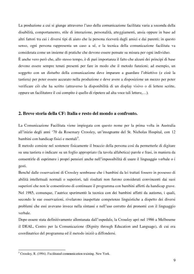 Anteprima della tesi: La Comunicazione Facilitata come modalità di intervento per dare voce ai pensieri di chi non parla., Pagina 7