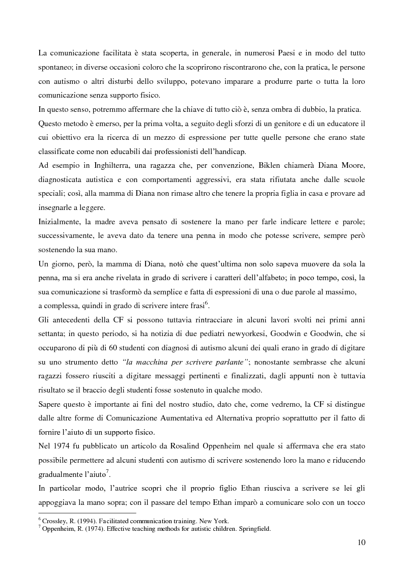 Anteprima della tesi: La Comunicazione Facilitata come modalità di intervento per dare voce ai pensieri di chi non parla., Pagina 8