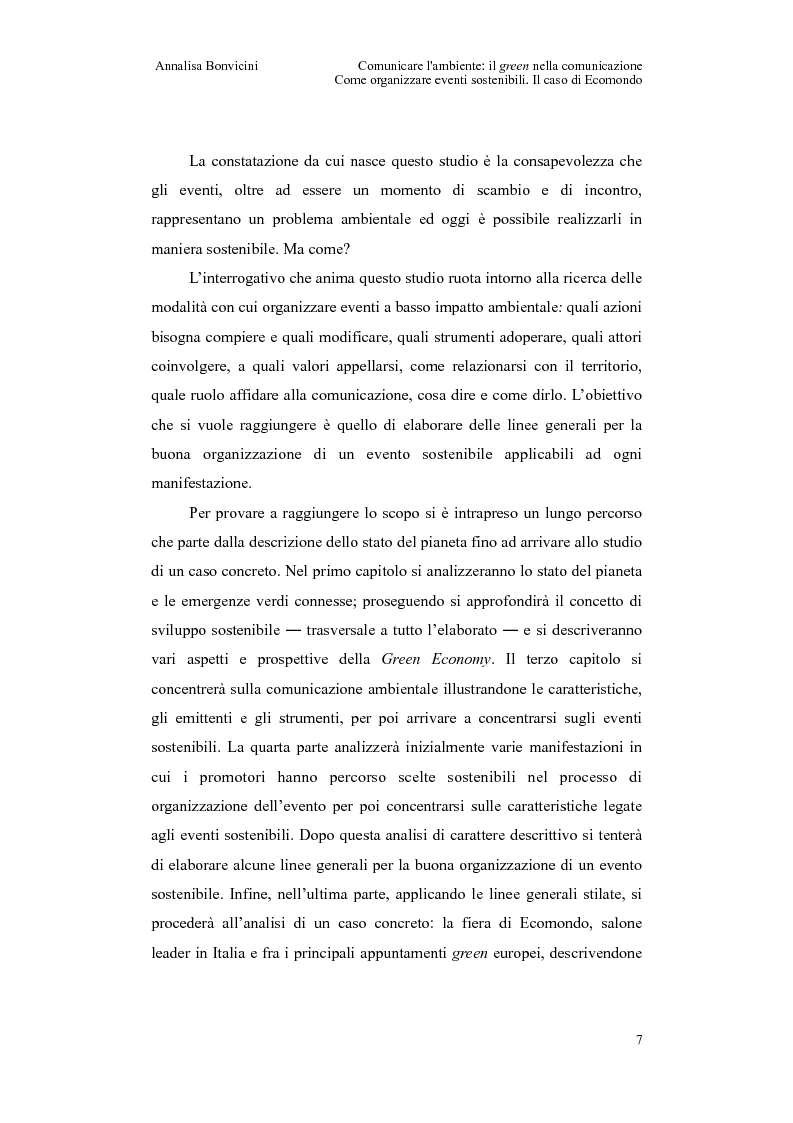 Anteprima della tesi: Comunicare l'ambiente: il green nella comunicazione. Come organizzare eventi sostenibili. Il caso di Ecomondo, Pagina 3