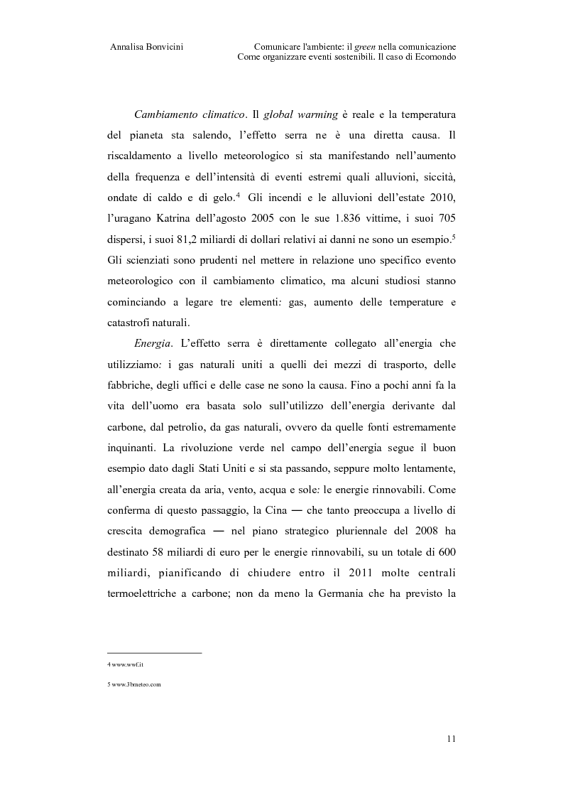 Anteprima della tesi: Comunicare l'ambiente: il green nella comunicazione. Come organizzare eventi sostenibili. Il caso di Ecomondo, Pagina 7