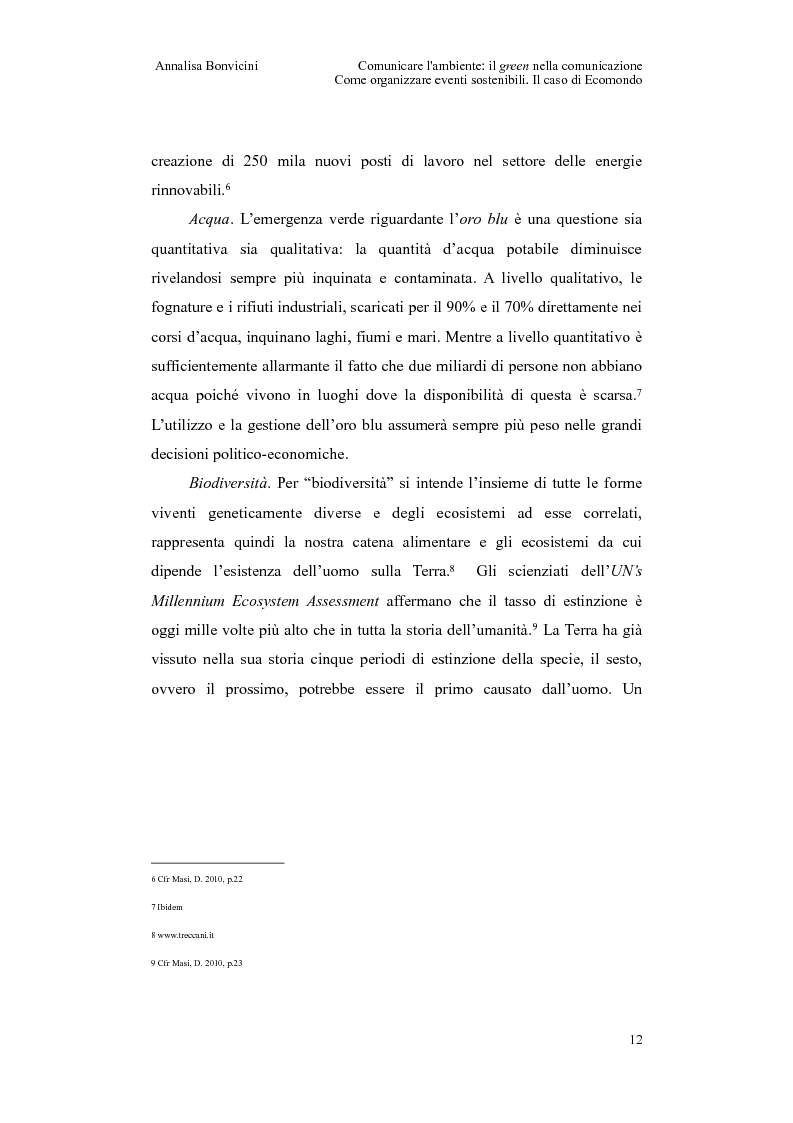 Anteprima della tesi: Comunicare l'ambiente: il green nella comunicazione. Come organizzare eventi sostenibili. Il caso di Ecomondo, Pagina 8