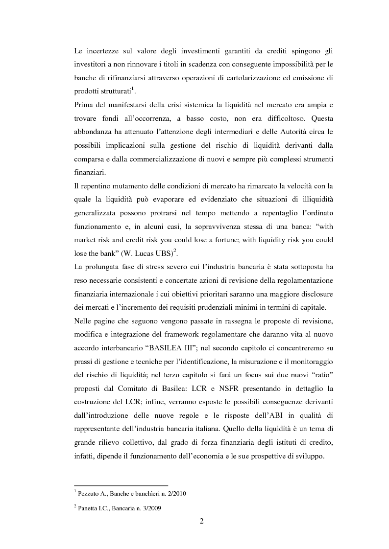 Anteprima della tesi: Il nuovo framework sul rischio di liquidità delle banche, Pagina 3