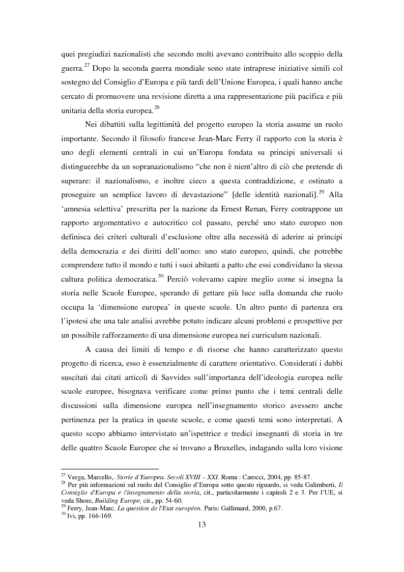 Anteprima della tesi: Le dimensioni europee dell'insegnamento. Immaginare e rappresentare una nuova comunità nella scuola europea, Pagina 11