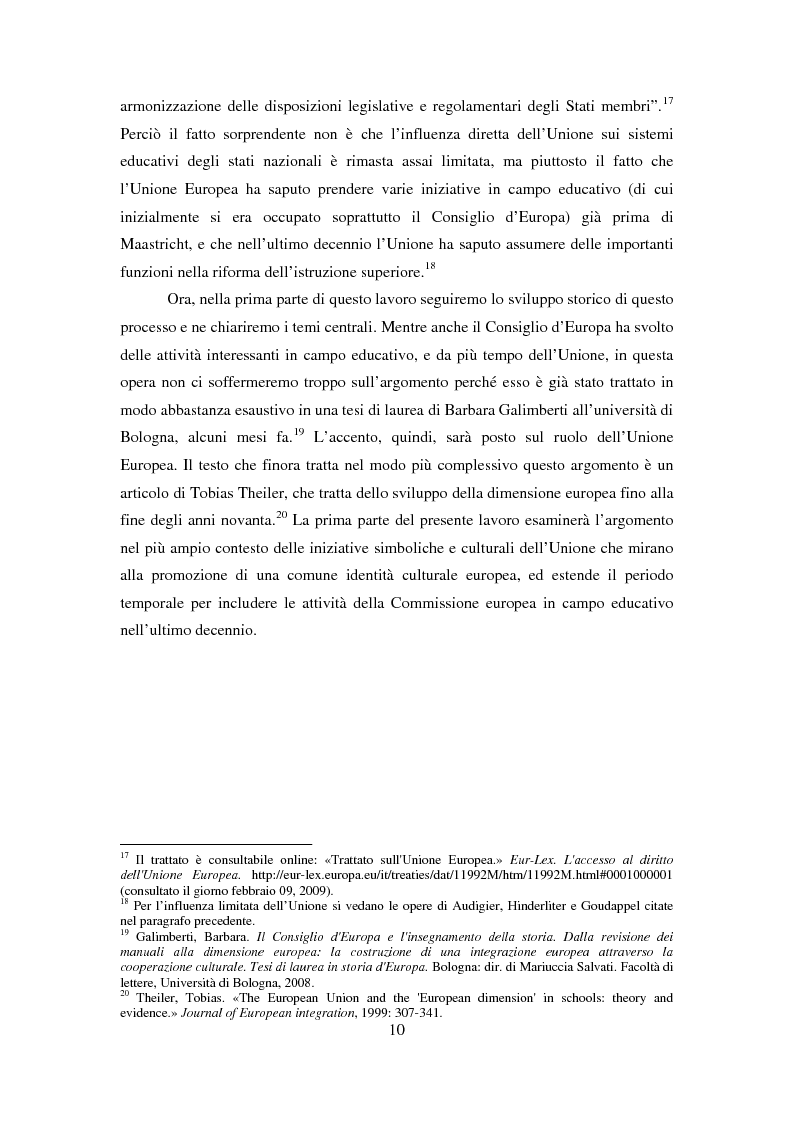 Anteprima della tesi: Le dimensioni europee dell'insegnamento. Immaginare e rappresentare una nuova comunità nella scuola europea, Pagina 8