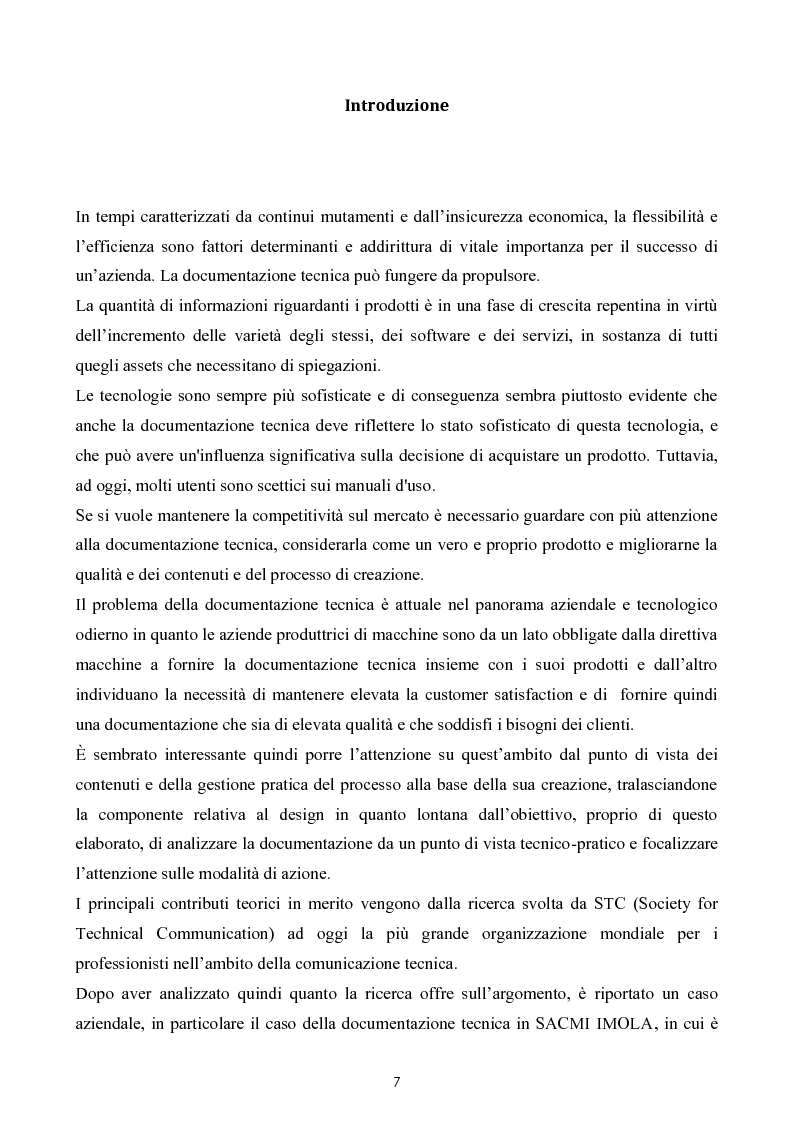 Anteprima della tesi: Razionalizzazione della procedura di realizzazione della documentazione tecnica di un bene strumentale., Pagina 3