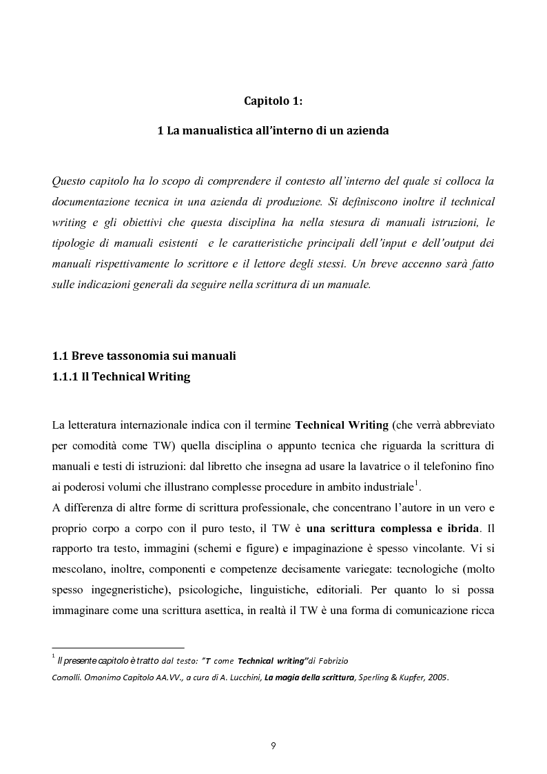 Anteprima della tesi: Razionalizzazione della procedura di realizzazione della documentazione tecnica di un bene strumentale., Pagina 5