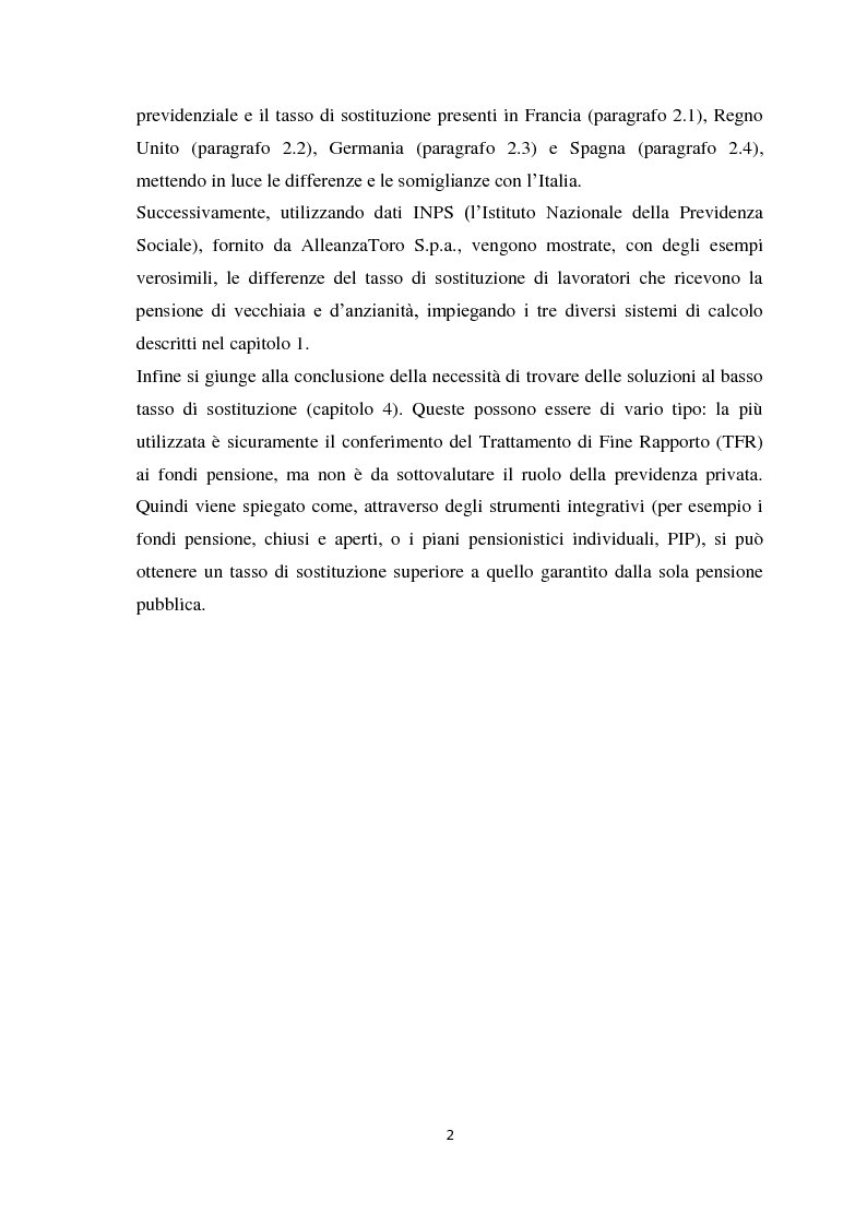 Anteprima della tesi: Riforma della previdenza, tasso di sostituzione e ruolo dei fondi pensione., Pagina 3