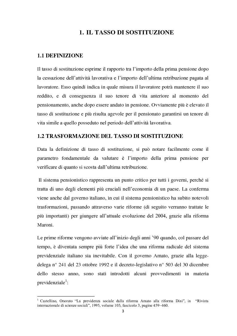 Anteprima della tesi: Riforma della previdenza, tasso di sostituzione e ruolo dei fondi pensione., Pagina 4
