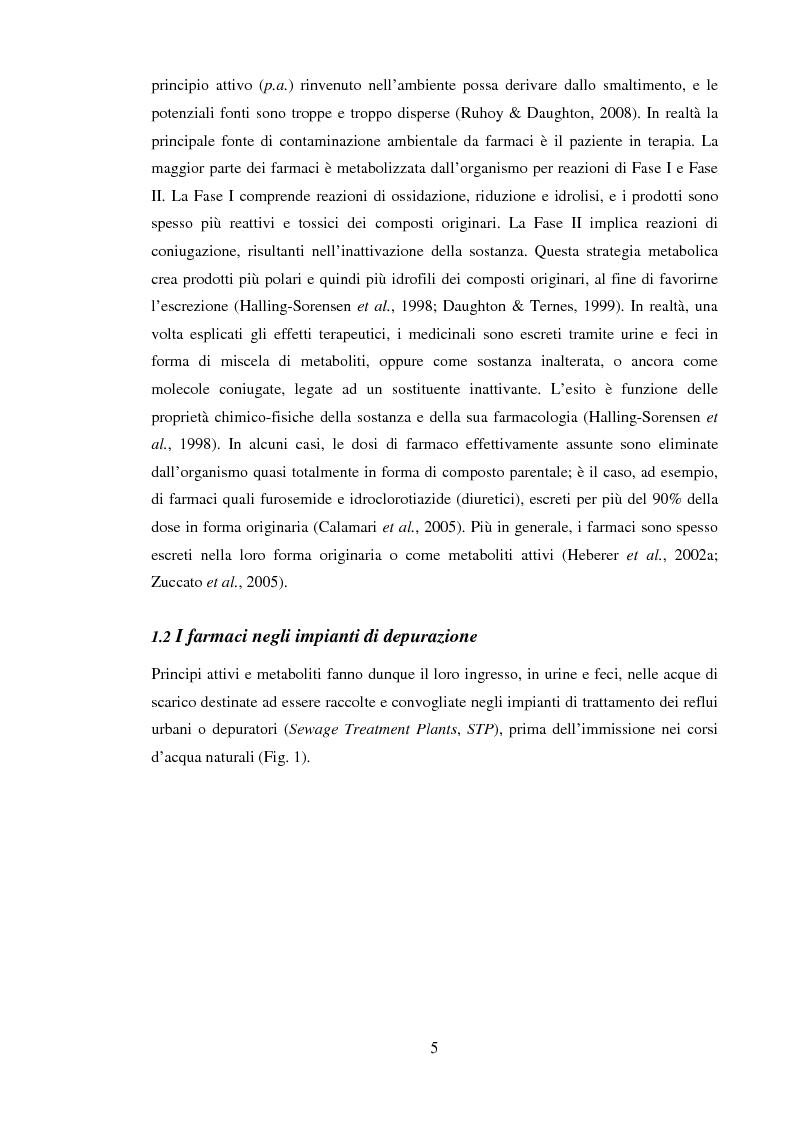 Anteprima della tesi: Effetto di alcuni farmaci per uso umano sulla qualità ecosistemica del Fiume Arbia (SI), Pagina 3