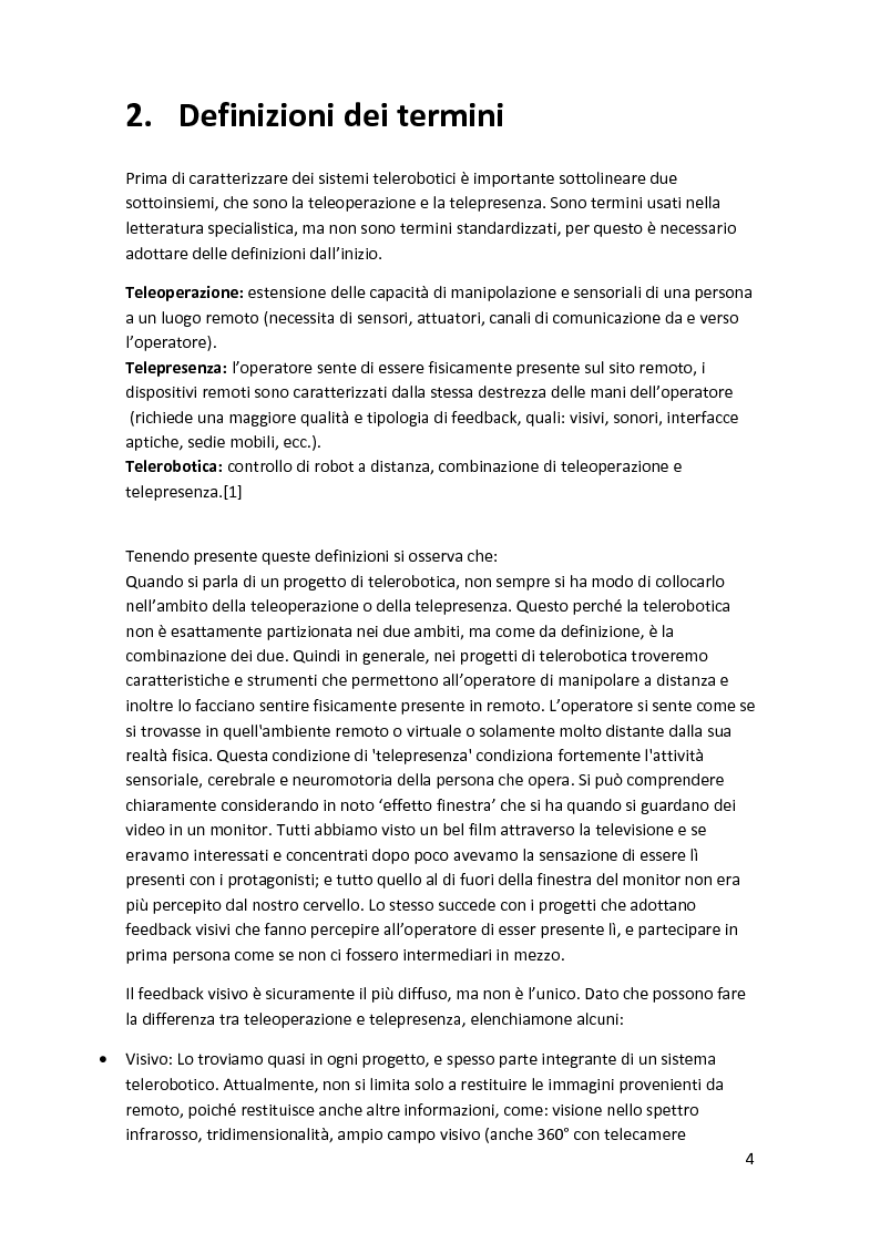 Anteprima della tesi: Analisi e caratterizzazione di sistemi telerobotici in diversi settori applicativi, Pagina 3