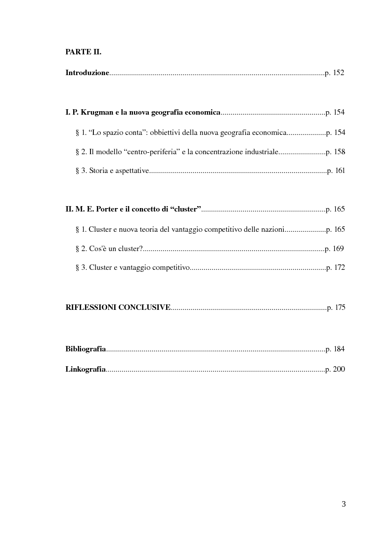 Indice della tesi: Il distretto industriale marshalliano, Pagina 3