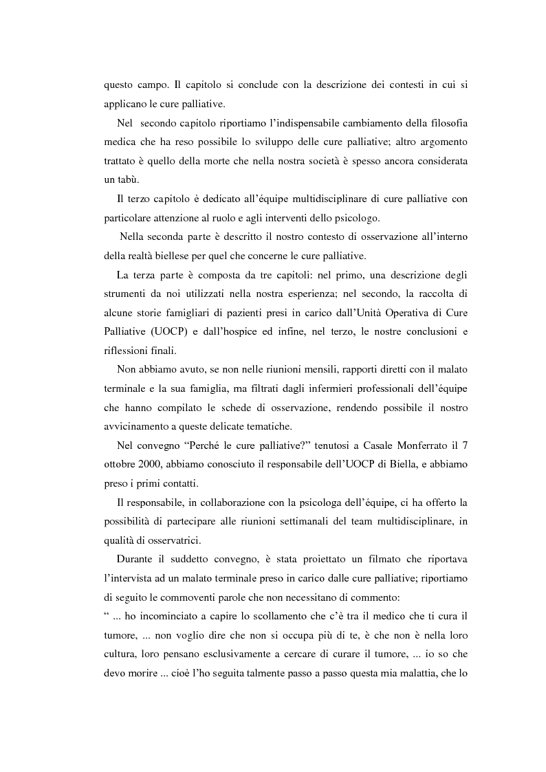 Anteprima della tesi: Psicologia e cure palliative. Storie famigliari di pazienti neoplastici in fase terminale., Pagina 3