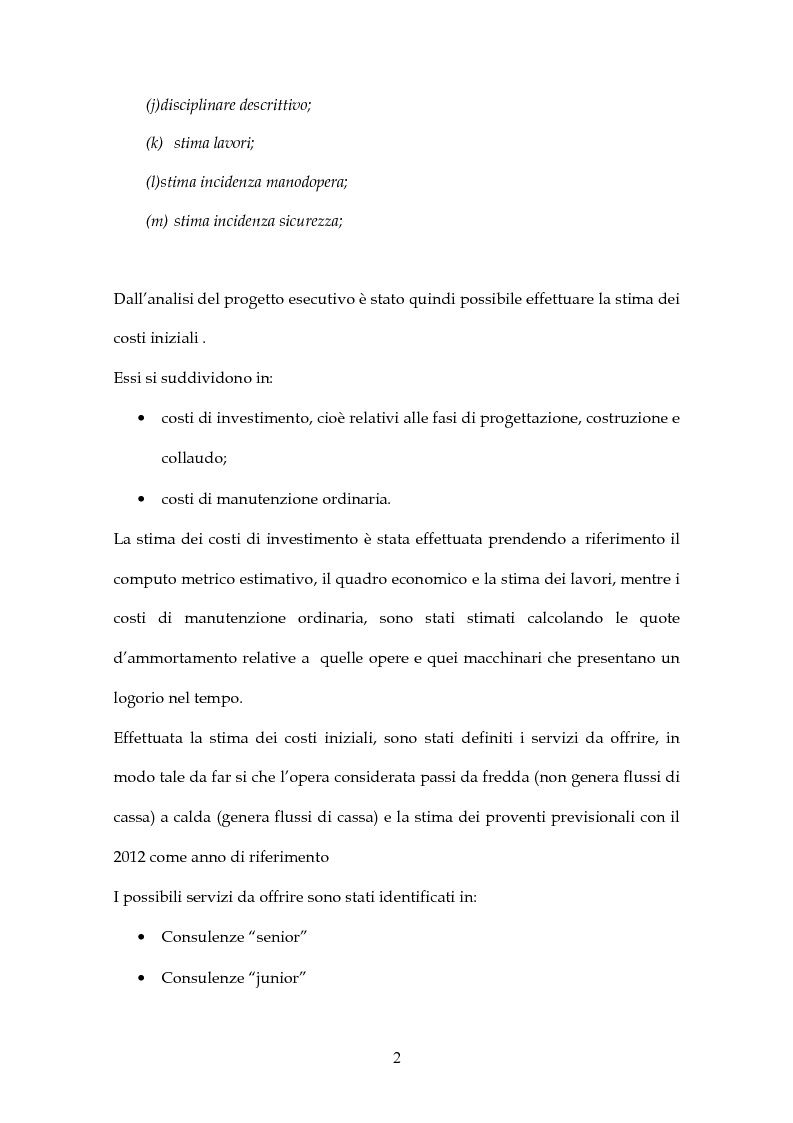 Anteprima della tesi: Simulazione di Project Financing nel caso di un Incubatore Aziendale, Pagina 3