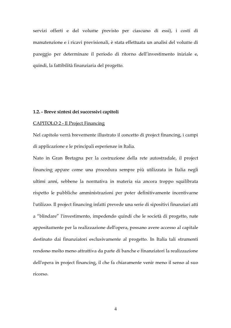 Anteprima della tesi: Simulazione di Project Financing nel caso di un Incubatore Aziendale, Pagina 5