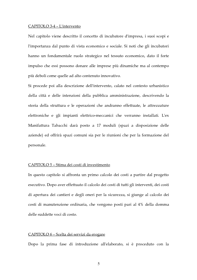Anteprima della tesi: Simulazione di Project Financing nel caso di un Incubatore Aziendale, Pagina 6