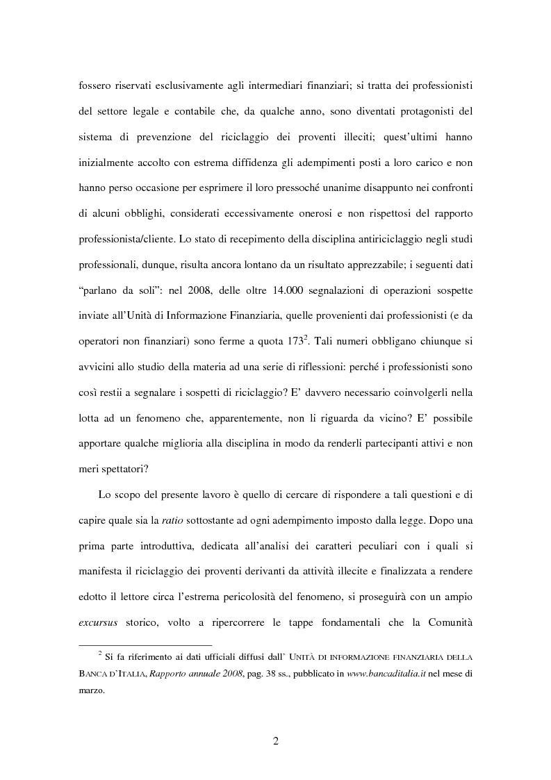 Anteprima della tesi: Gli adempimenti dei professionisti contabili per la prevenzione del riciclaggio, Pagina 3