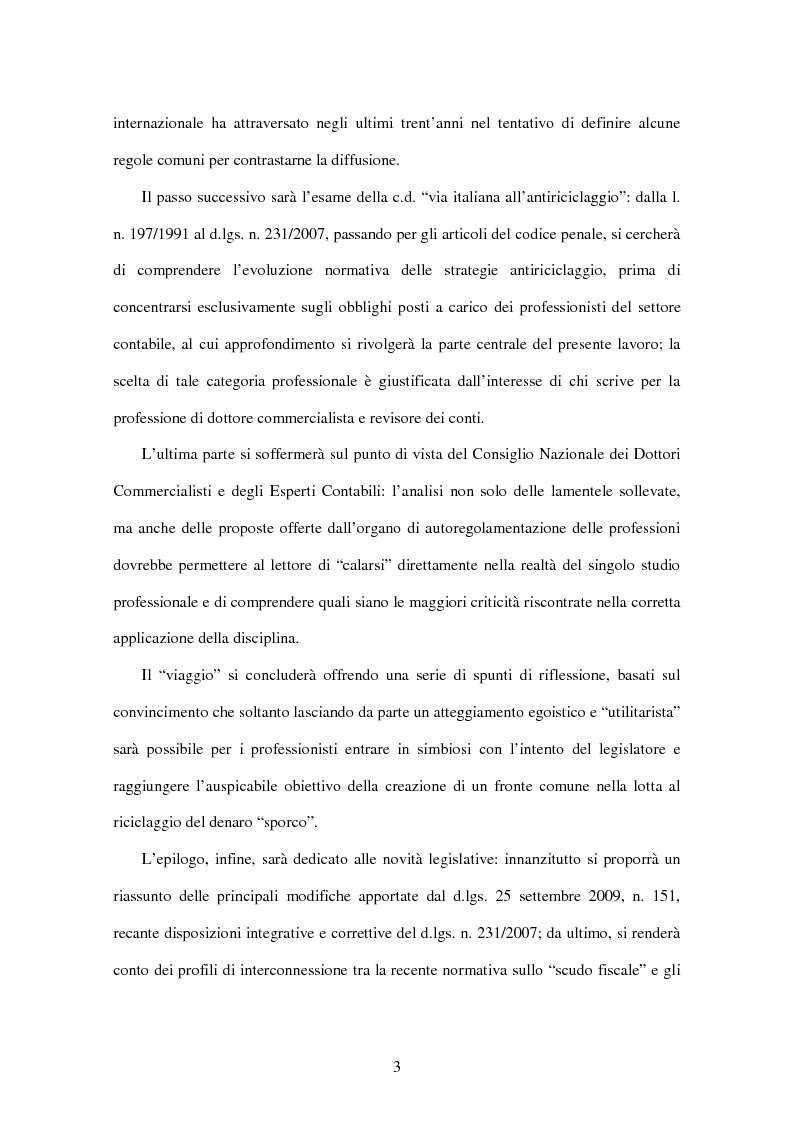 Anteprima della tesi: Gli adempimenti dei professionisti contabili per la prevenzione del riciclaggio, Pagina 4