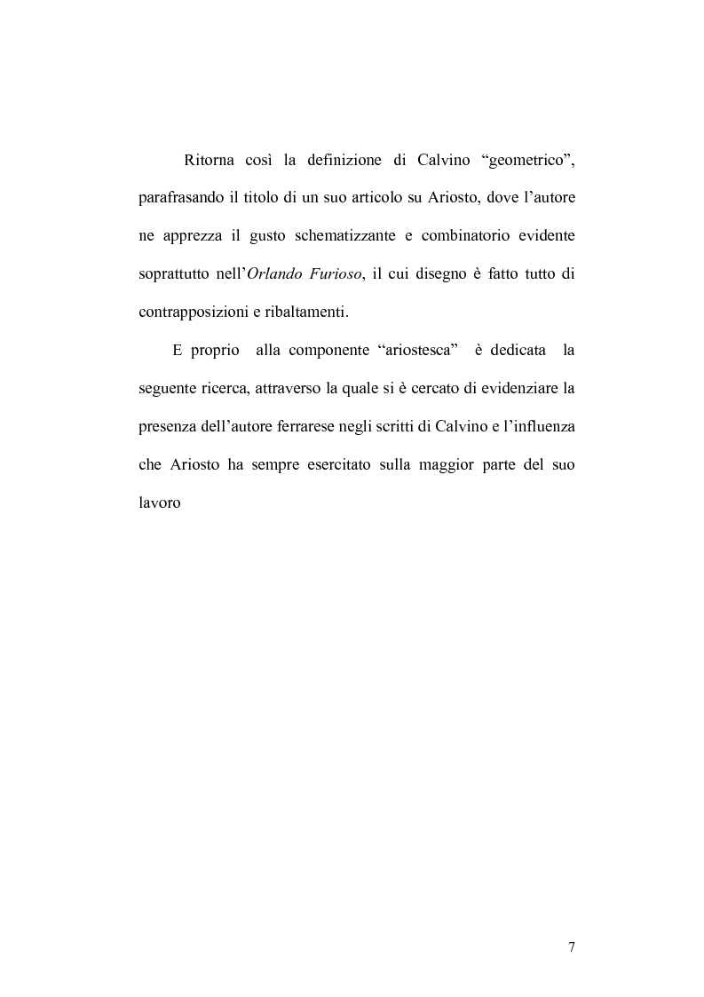 Anteprima della tesi: Presenze di Ludovico Ariosto nella narrativa di Italo Calvino, Pagina 7