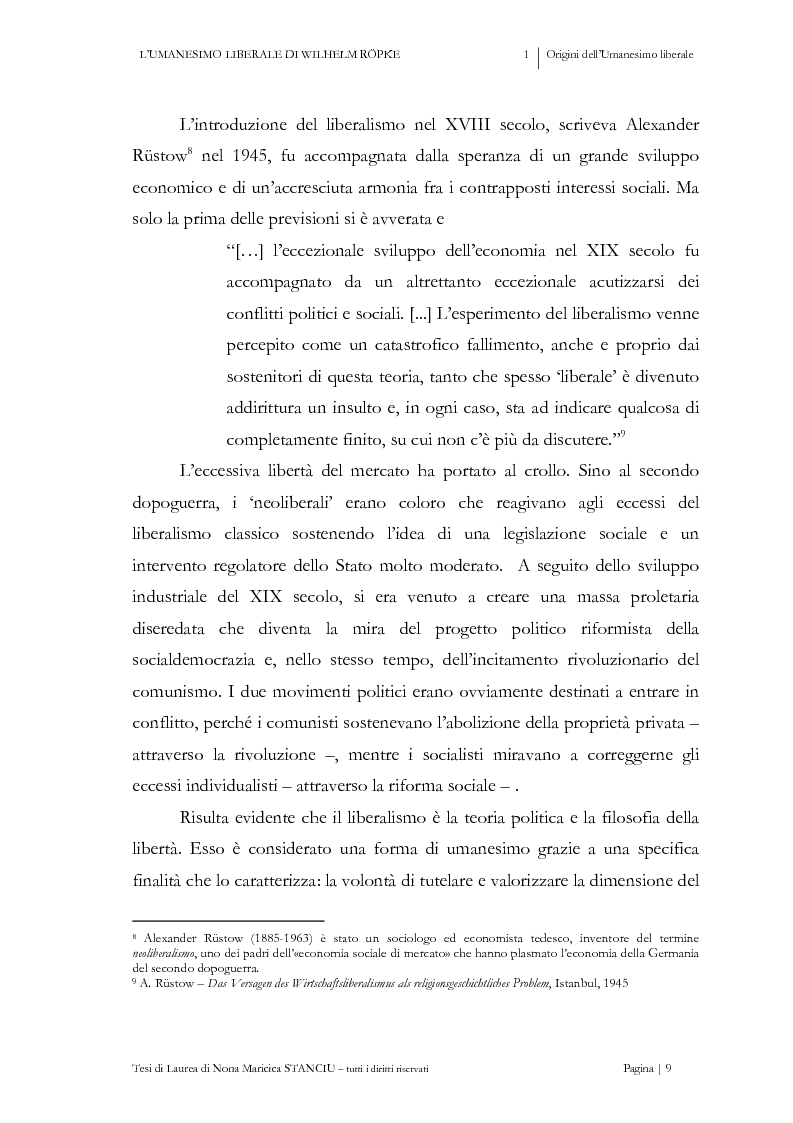 Anteprima della tesi: L’Umanesimo Liberale di Wilhelm Röpke, Pagina 8