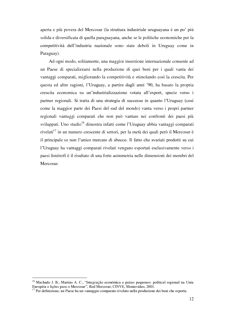 Anteprima della tesi: Barriere non tariffarie ed altre “imperfezioni” del Mercosur: implicazioni per l’Uruguay, Pagina 10