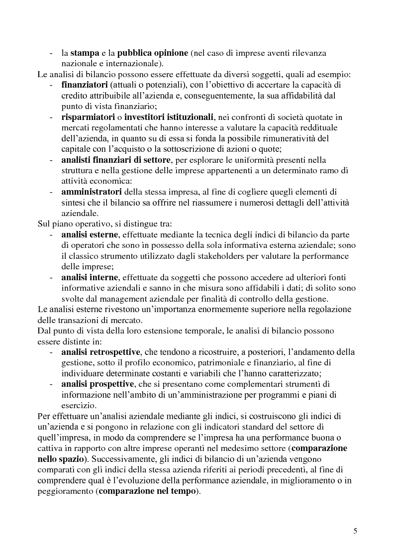 Anteprima della tesi: L'analisi di bilancio per indici. Evidenze teoriche e riscontri empirici, Pagina 4