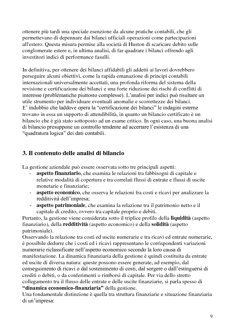 Anteprima della tesi: L'analisi di bilancio per indici. Evidenze teoriche e riscontri empirici, Pagina 8