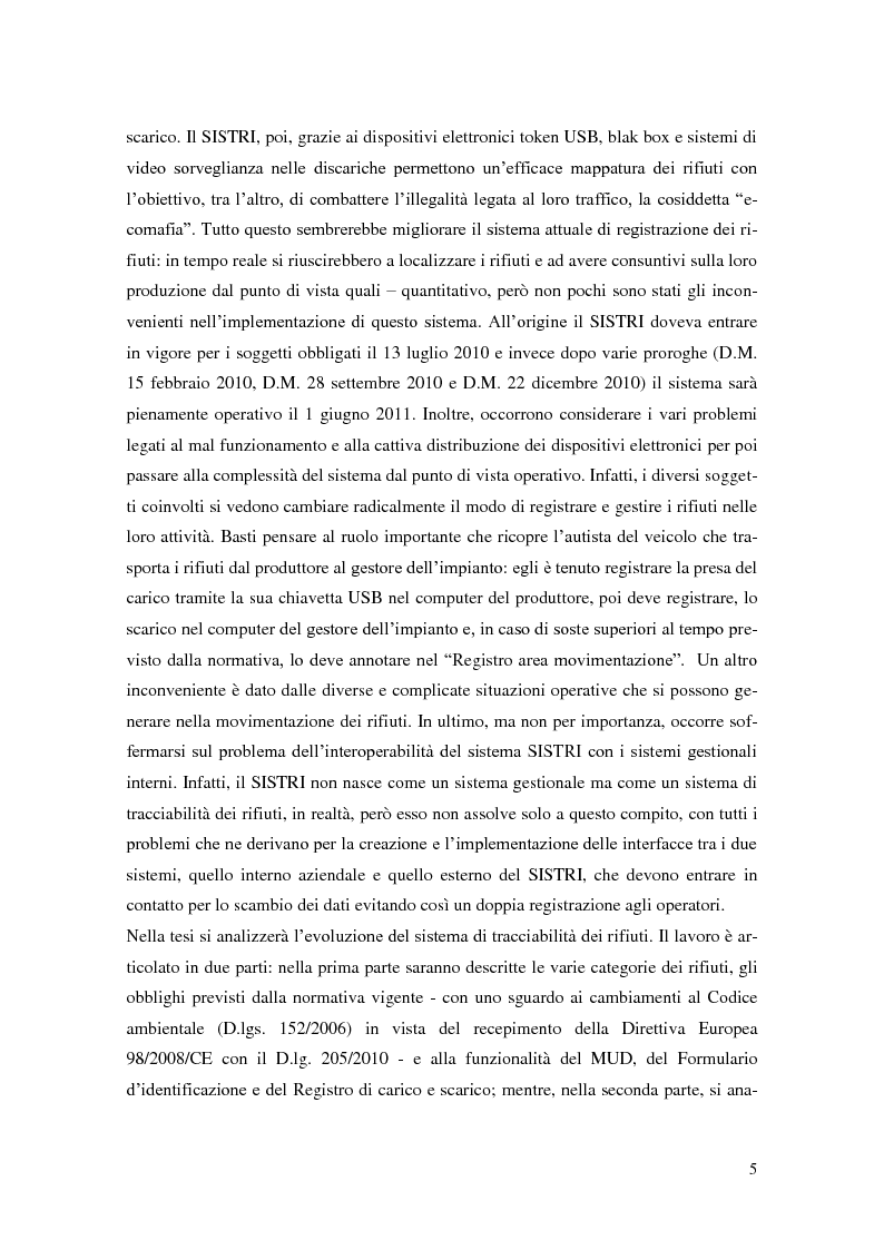 Anteprima della tesi: L'implementazione del SISTRI nella tracciabilità dei rifiuti: vantaggi e criticità, Pagina 3