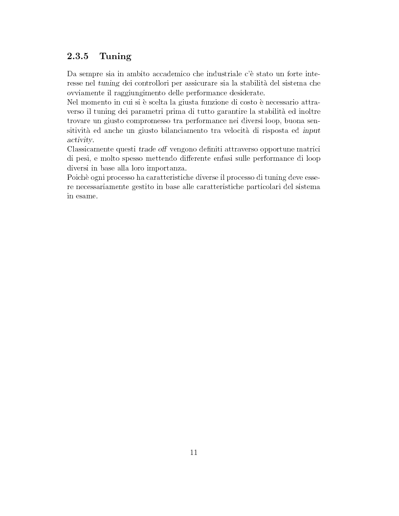 Anteprima della tesi: Prestazione di diverse tipologie di controllori predittivi per processi lineari multivariabili vincolati, Pagina 11