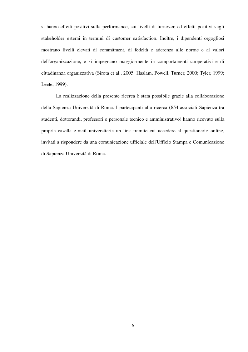 Anteprima della tesi: Il ruolo dell'identificazione organizzativa nella relazione tra efficacia collettiva e orgoglio: un contributo empirico., Pagina 4