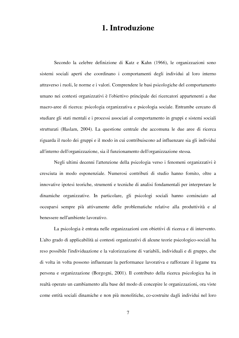 Anteprima della tesi: Il ruolo dell'identificazione organizzativa nella relazione tra efficacia collettiva e orgoglio: un contributo empirico., Pagina 5