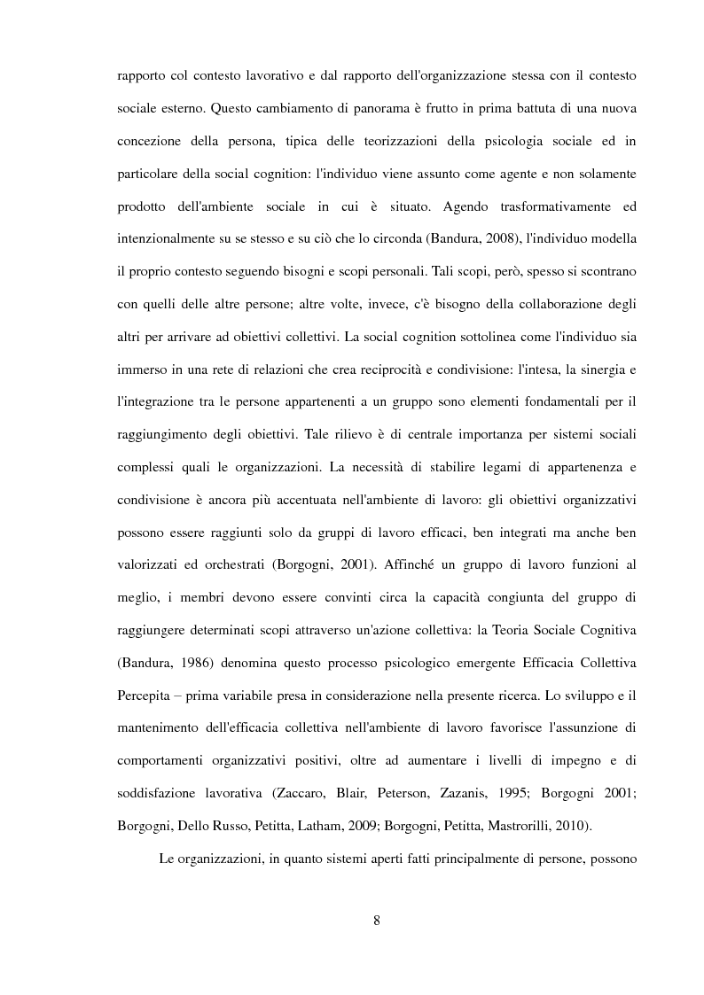 Anteprima della tesi: Il ruolo dell'identificazione organizzativa nella relazione tra efficacia collettiva e orgoglio: un contributo empirico., Pagina 6