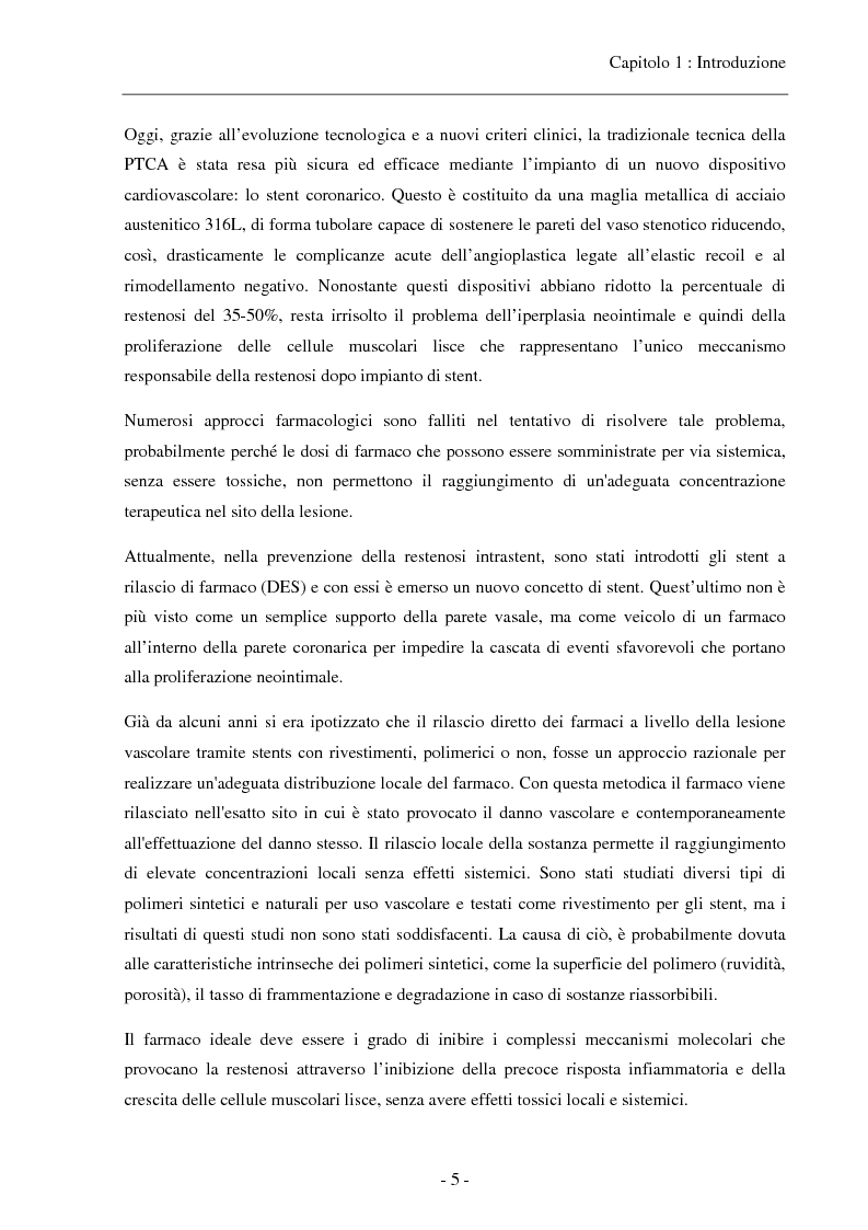 Anteprima della tesi: Caratterizzazione di una soluzione polimerica a base di pHEMA per il rivestimento sterile di stent coronarici, Pagina 3