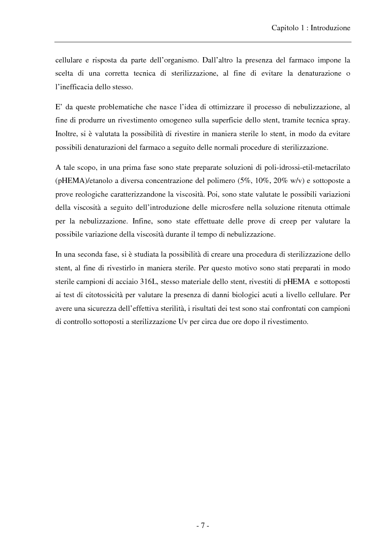 Anteprima della tesi: Caratterizzazione di una soluzione polimerica a base di pHEMA per il rivestimento sterile di stent coronarici, Pagina 5