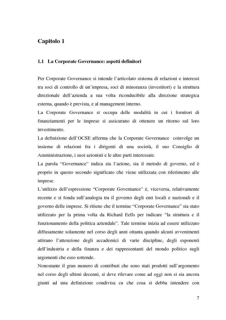 Anteprima della tesi: Corporate Governance e perfomance aziendale, Pagina 4