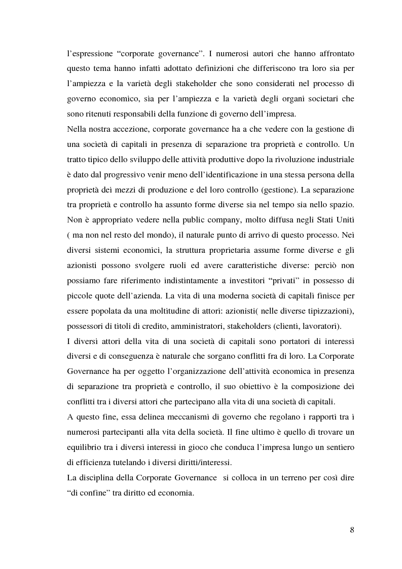 Anteprima della tesi: Corporate Governance e perfomance aziendale, Pagina 5