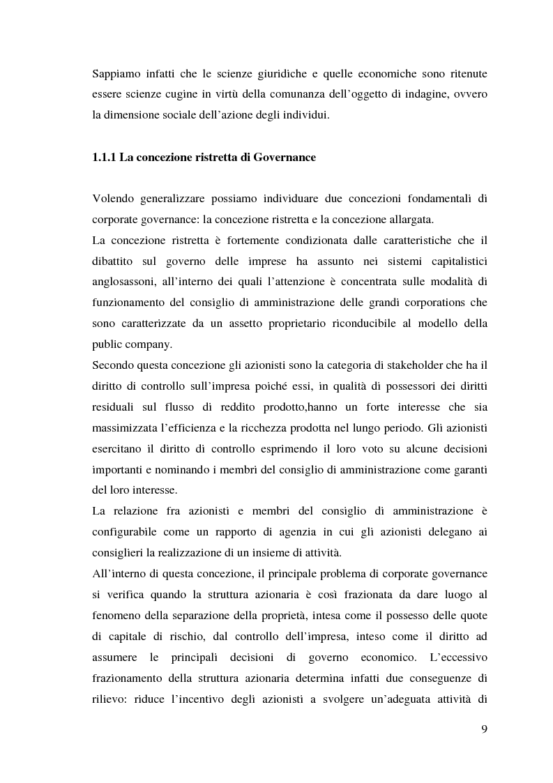 Anteprima della tesi: Corporate Governance e perfomance aziendale, Pagina 6