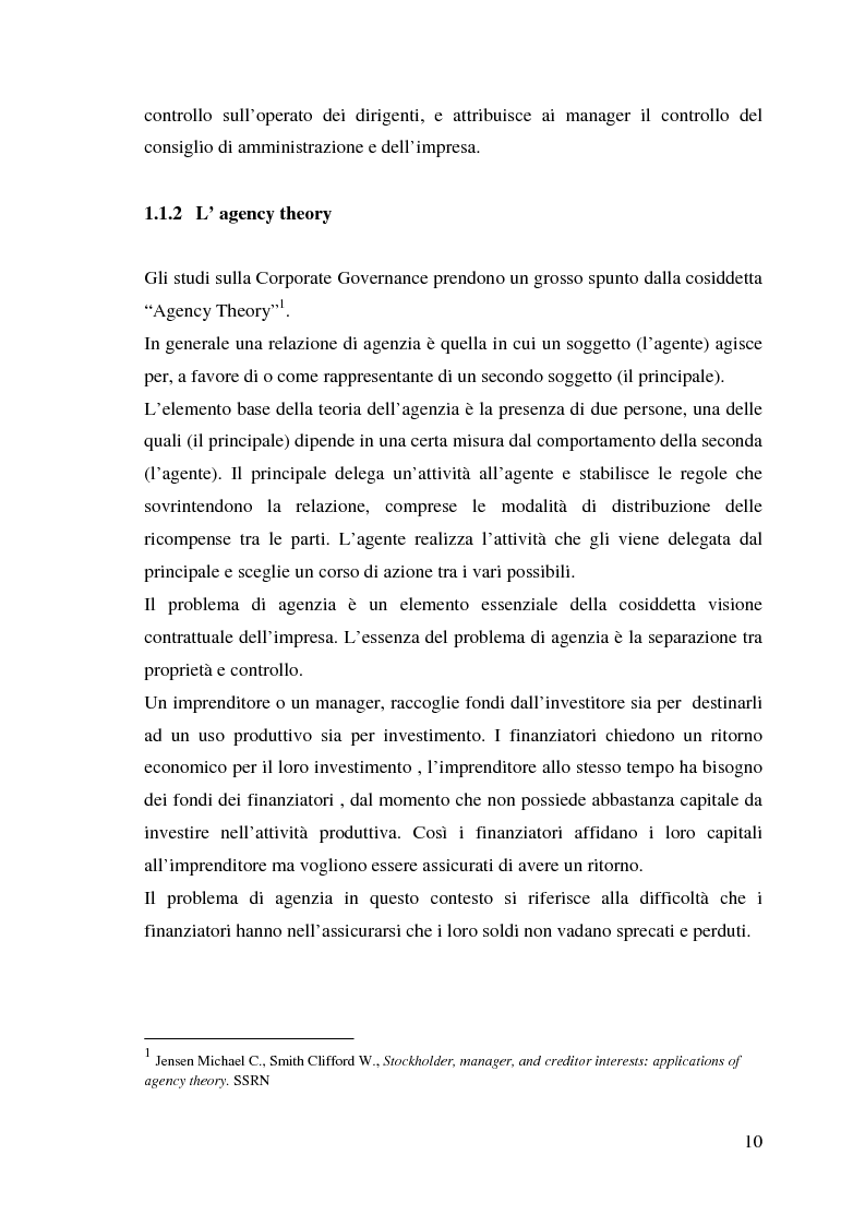 Anteprima della tesi: Corporate Governance e perfomance aziendale, Pagina 7
