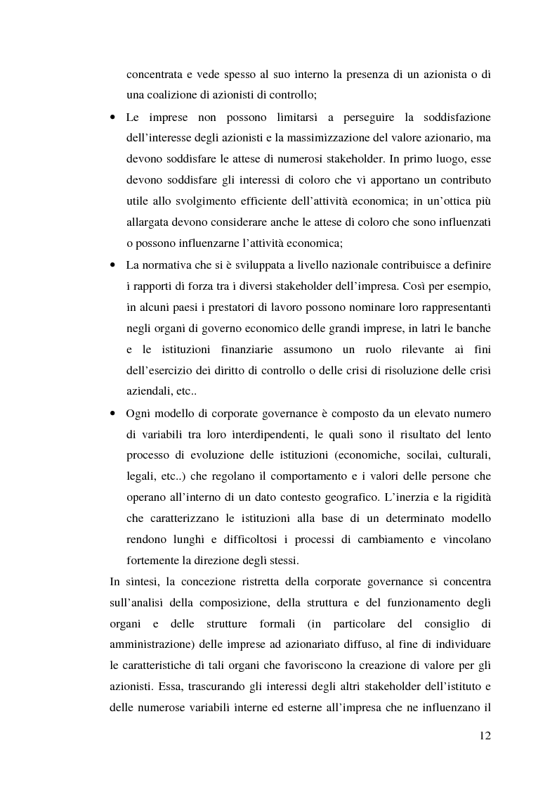 Anteprima della tesi: Corporate Governance e perfomance aziendale, Pagina 9