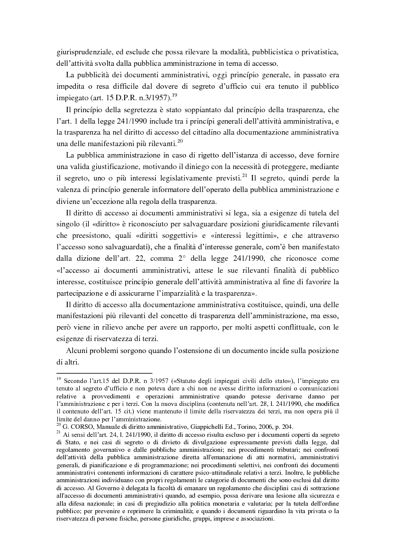 Anteprima della tesi: Diritto di accesso e diritto alla riservatezza, Pagina 6