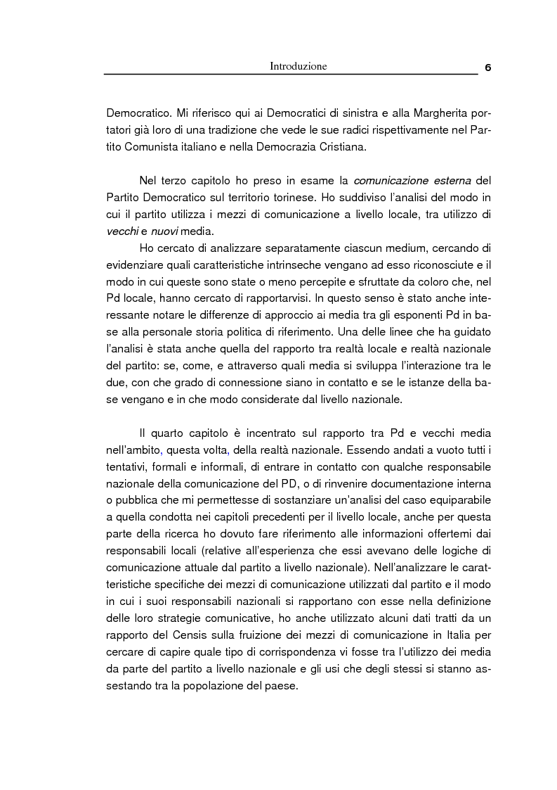 Anteprima della tesi: Oltre la massa? Il Pd tra vecchi e nuovi media. Analisi del caso torinese, Pagina 4