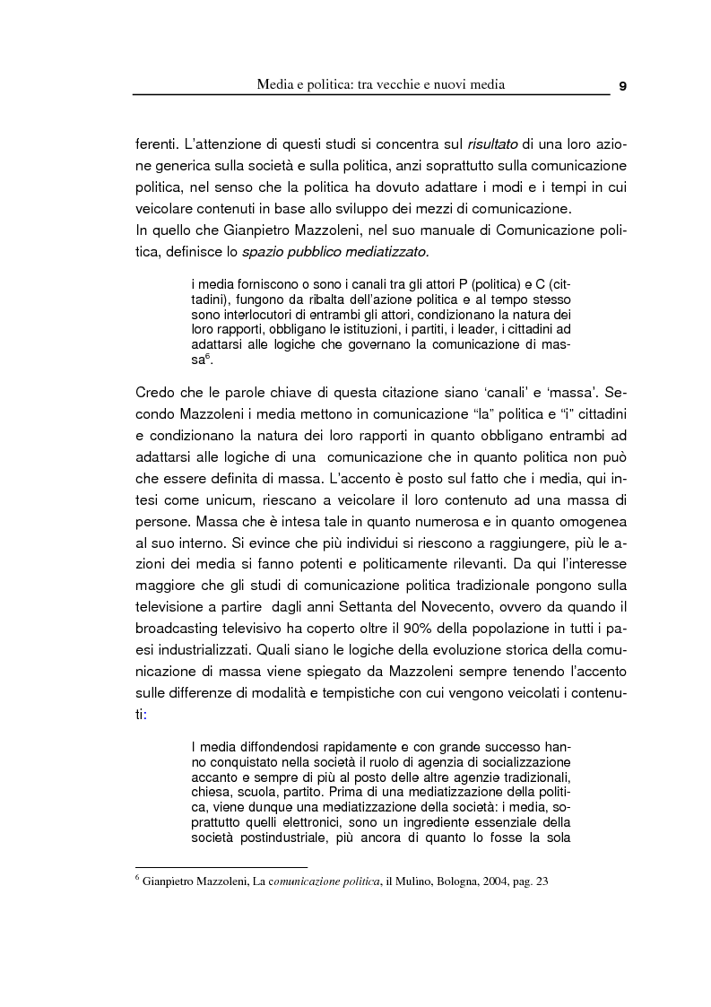 Anteprima della tesi: Oltre la massa? Il Pd tra vecchi e nuovi media. Analisi del caso torinese, Pagina 7