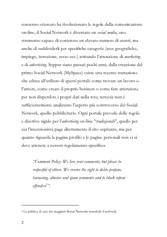 Anteprima della tesi: La comunicazione pubblicitaria diventa social, la pubblicità borderline. , Pagina 3