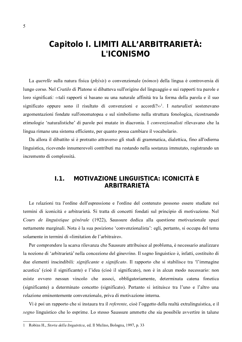 Anteprima della tesi: L'iconismo morfonologico: strategie motivate per la significazione di contenuti grammaticali, Pagina 3