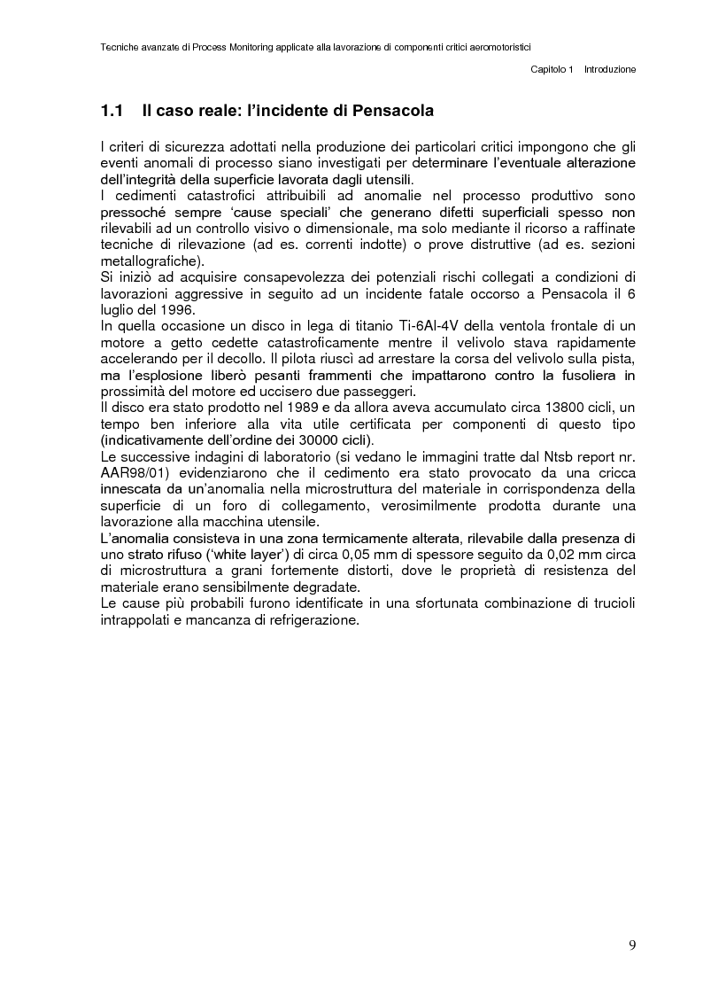 Anteprima della tesi: Tecniche avanzate di process monitoring applicate alla lavorazione di componenti critici aeromotoristici, Pagina 3
