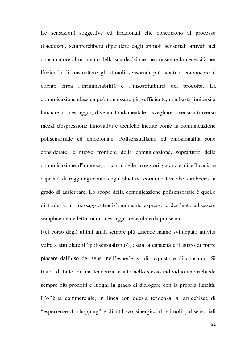 Estratto dalla tesi: L'atmosfera del punto vendita. Luci, suoni, odori e sapori per riscoprire i sensi. Il caso Feltrinelli