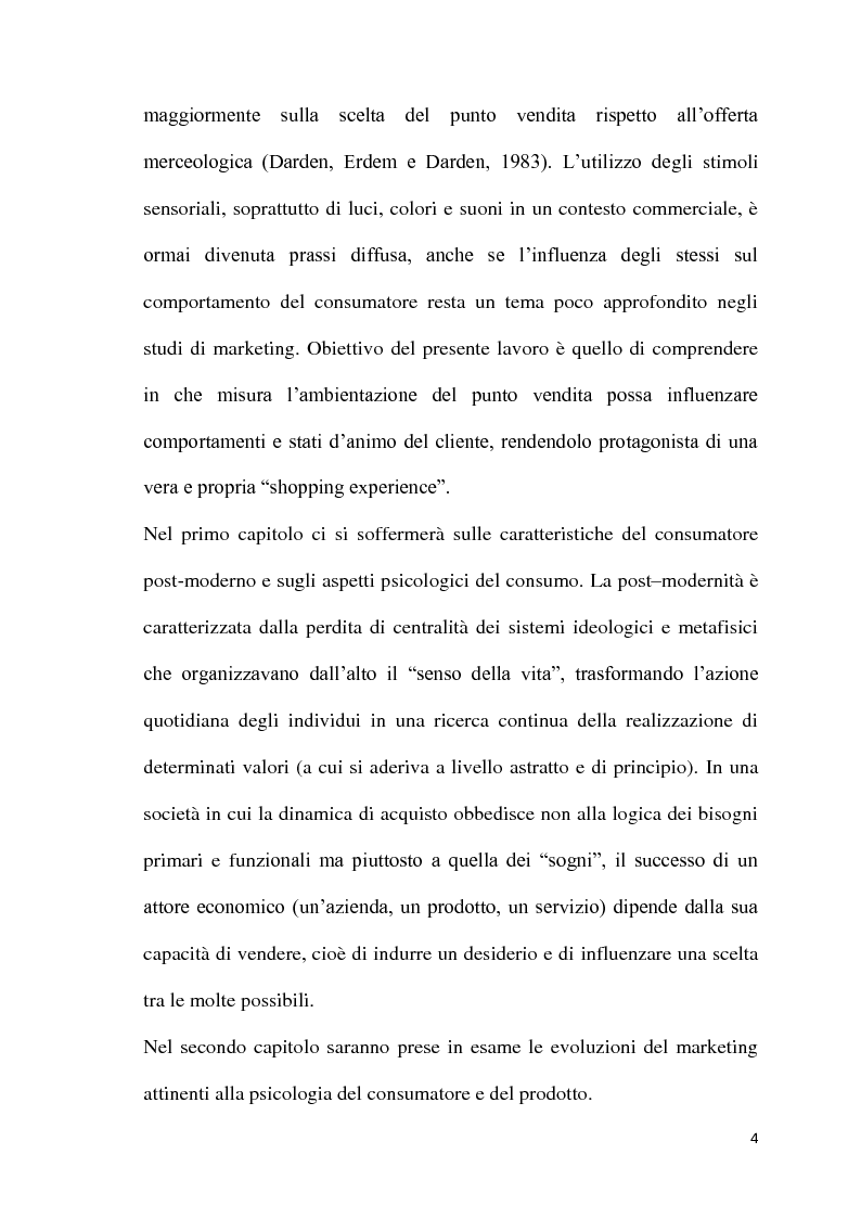 Anteprima della tesi: L'atmosfera del punto vendita. Luci, suoni, odori e sapori per riscoprire i sensi. Il caso Feltrinelli, Pagina 3