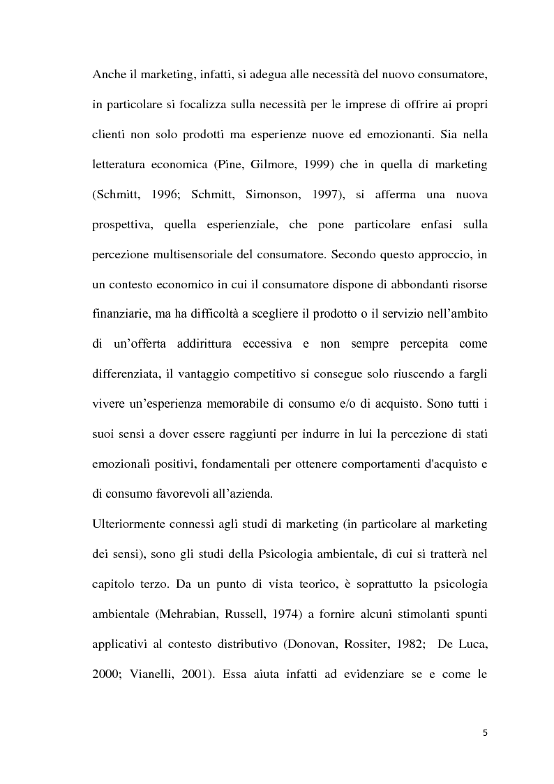 Anteprima della tesi: L'atmosfera del punto vendita. Luci, suoni, odori e sapori per riscoprire i sensi. Il caso Feltrinelli, Pagina 4